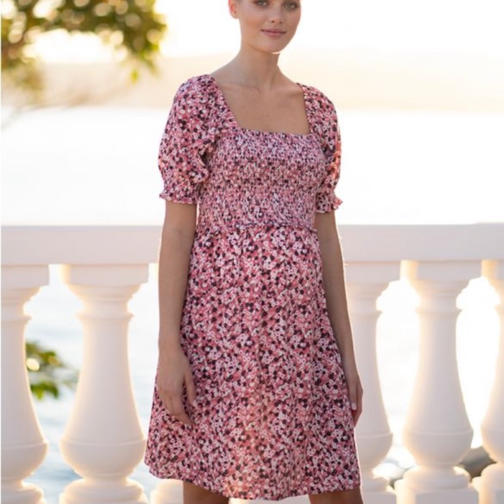 NWT Seraphine Smocked Floral Nursing Midi Dress